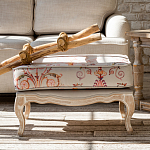 Мягкая банкетка из массива бука серая с растительным орнаментом Raffael Grey Floral Banquette варинант исполнения - 6 | Loft Concept в Казани