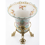 Ваза из голубого фарфора с рисунком птиц и цветов и декоративными элементами Blue Garden варинант исполнения - 3 | Loft Concept в Казани