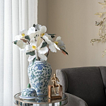 Ваза с крышкой и зелено-голубым рисунком на белом фоне 51 см Blue & White Ornament варинант исполнения - 5 | Loft Concept в Казани