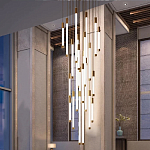 Люстра в современном стиле с 30-ю каскадными светодиодными лампами Golden LED Rain варинант исполнения - 3 | Loft Concept в Казани