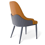 Стул оранжевый с высокой спинкой из искуственной кожи на серых металлических ножках Enigma Orange варинант исполнения - 2 | Loft Concept в Казани