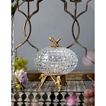 Конфетница прозрачная стеклянная на бронзовых ножках в виде морских коньков с крышкой в виде ракушки Eden Garden варинант исполнения - 3 | Loft Concept в Казани