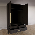 Шкаф платяной Primo с выдвижными ящиками шпон Темный орех варинант исполнения - 4 | Loft Concept в Казани