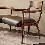 Кушетка с деревянным каркасом и сиденьем из коричневой натуральной кожи Moon Walnut Furniture варинант исполнения - 4 | Loft Concept в Казани