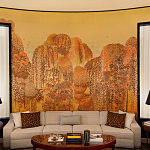 Обои ручная роспись в стиле Арт-деко Hippolyta’s Forest Colourway 263 on Deep Rich Gold gilded paper варинант исполнения - 1 | Loft Concept в Казани