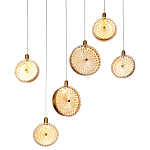 Подвесной светильник с плафонами из рельефного стекла Peony Glass Bronze Six варинант исполнения - 1 | Loft Concept в Казани