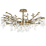 Потолочная люстра в виде ветвей деревьев золотого цвета с прозрачными подвесками-каплями Droplet Chandelier варинант исполнения - 1 | Loft Concept в Казани