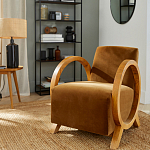 Кресло с круглыми деревянными подлокотниками Modesto Chair варинант исполнения - 6 | Loft Concept в Казани