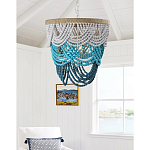 Круглая многоярусная люстра с подвесками в виде круглых бусин Wooden Beads Turquoise Chandelier варинант исполнения - 2 | Loft Concept в Казани
