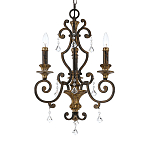 Люстра с подвесками из прозрачного стекла на кованом каркасе бронзового цвета в классическом стиле Quoizel варинант исполнения - 11 | Loft Concept в Казани