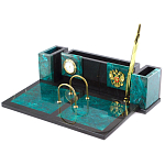 Настольный письменный набор из змеевика с часами и календарницей Successful Leader варинант исполнения - 2 | Loft Concept в Казани