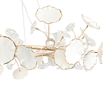 Люстра круглая с белыми лепестками из керамики и прозрачными хрустальными цветками Диаметр 82 см Wintery flovers варинант исполнения - 4 | Loft Concept в Казани