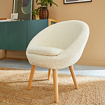 Кресло на деревянных ножках с обивкой из ткани букле Aldo Boucle Armchair варинант исполнения - 7 | Loft Concept в Казани