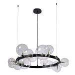 Люстра круглая подвесная с 15-ю прозрачными шарообразными плафонами из стекла Iona chandelier варинант исполнения - 6 | Loft Concept в Казани