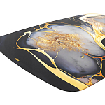 Обеденный стол с прямоугольной черно-золотой столешницей из стекла на 4-х металлических ножках Gold and Black Marble варинант исполнения - 4 | Loft Concept в Казани