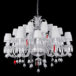 Люстра многоярусная с 30-ю белыми текстильными абажурами и хрустальными подвесками Lustre Reverie варинант исполнения - 1 | Loft Concept в Казани