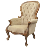 Кресло с мягкой обивкой из светло-коричневого велюра на 4-х деревянных ножках Evelyn Classical Armchair варинант исполнения - 3 | Loft Concept в Казани