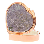 Таблетница карманная в форме сердца с 3-мя отделениями с зеркалом и накладкой из натурального камня Лепидолит Red Gold Stone Pillboxes варинант исполнения - 2 | Loft Concept в Казани