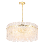 Люстра подвесная круглая с прозрачными рельефными стеклянными вставками и золотым основанием Textured Glass Chandelier варинант исполнения - 3 | Loft Concept в Казани