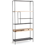 Металлический стеллаж с деревянными полками и ящиками Menzie Metal Wood Rack варинант исполнения - 2 | Loft Concept в Казани