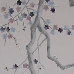 Обои ручная роспись Plum Blossom Special Colourway on Lilac Hint dyed silk варинант исполнения - 3 | Loft Concept в Казани