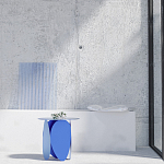 Matis журнальный столик синий из металла и кожи варинант исполнения - 1 | Loft Concept в Казани