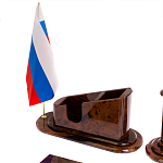 Настольный письменный набор с часами из природного камня обсидиана  Contract Extended варинант исполнения - 3 | Loft Concept в Казани