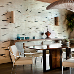 Обои ручная роспись Fishes Blue Pearl on Tarnished Silver gilded silk with pearlescent antiquing варинант исполнения - 4 | Loft Concept в Казани