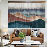 Современное Панно на стену из нитей Mountains at Sunset Горы на Закате  варинант исполнения - 1 | Loft Concept в Казани