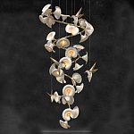 Люстра каскадная из белых цветов каллы и птичек Refined Taste of Light варинант исполнения - 1 | Loft Concept в Казани