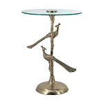 Столик с круглой стеклянной столешницей и корпусом в виде двух павлинов на ветке Table Two Peacocks варинант исполнения - 4 | Loft Concept в Казани