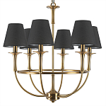 Люстра на металлическом основании бронзового цвета с 6-ю черными конусовидными абажурами Dignity варинант исполнения - 6 | Loft Concept в Казани