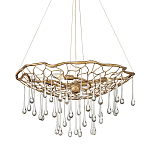 Люстра подвесная золотого цвета с металлическим сетчатым основанием и стеклянными каплевидными подвесками Hinkley варинант исполнения - 1 | Loft Concept в Казани