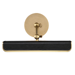 Светильник для картин цвет винтажная латунь с прямоугольным плафоном из кожи черного цвета Alora варинант исполнения - 3 | Loft Concept в Казани