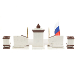 Настольный письменный набор из мрамора и лемезита с гербом и флагом России Marble Accessory варинант исполнения - 6 | Loft Concept в Казани