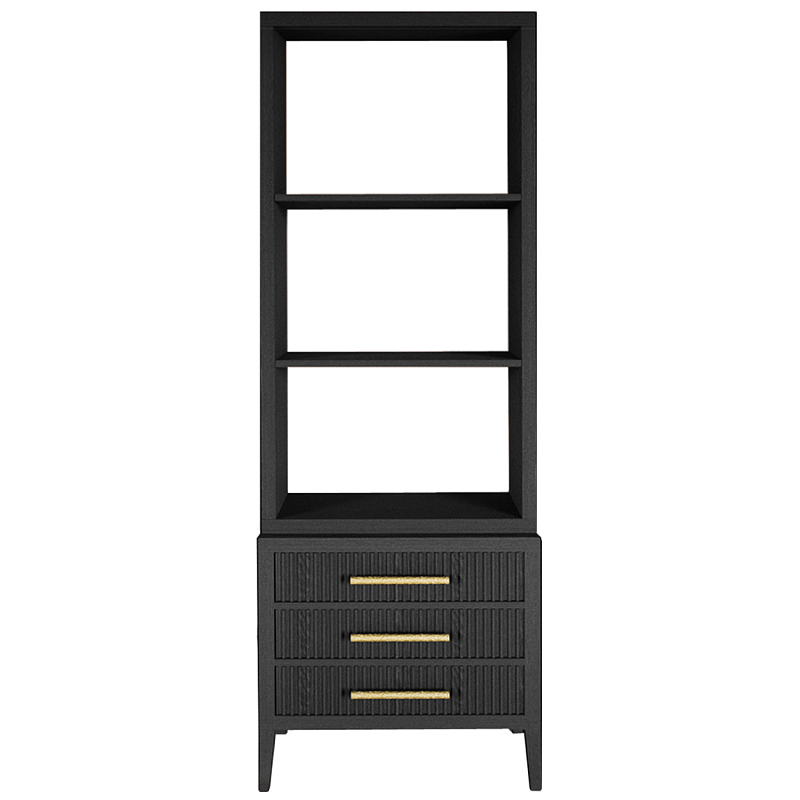 Этажерка Primo с ящиками шпон Черный дуб Черный Золотой в Казани | Loft Concept 