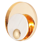 Бра с круглым плафоном из белого мрамора и золотистым металлическим обрамлением  Ginger & Jagger варинант исполнения - 1 | Loft Concept в Казани