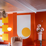 Обои ручная роспись Chez Nina by India Mahdavi Lantana colourway on Arancio dyed silk варинант исполнения - 5 | Loft Concept в Казани