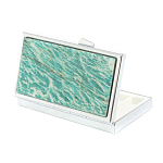 Таблетница карманная прямоугольная на 7 отделений с зеркалом и накладкой из натурального камня Амазонит Silver Stone Pillboxes варинант исполнения - 2 | Loft Concept в Казани