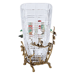 Ваза стеклянная прозрачная с бронзовым основанием в виде ветвей и фарфоровыми птичками Eden Garden варинант исполнения - 2 | Loft Concept в Казани