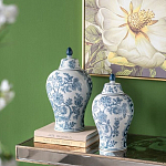 Ваза с крышкой и голубым цветочным рисунком на белом фоне Blue & White Ornament варинант исполнения - 6 | Loft Concept в Казани