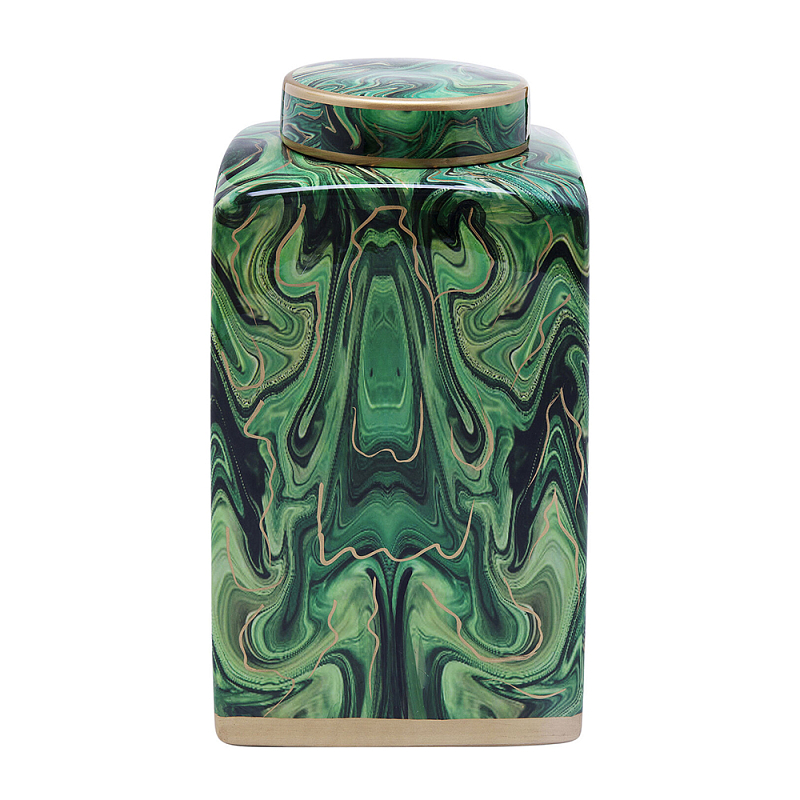 Ваза с малахитовым узором MALACHITE Малахит Золотой в Казани | Loft Concept 