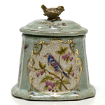 Шкатулка голубого цвета с рисунком и состаренным эффектом Eden Garden варинант исполнения - 1 | Loft Concept в Казани