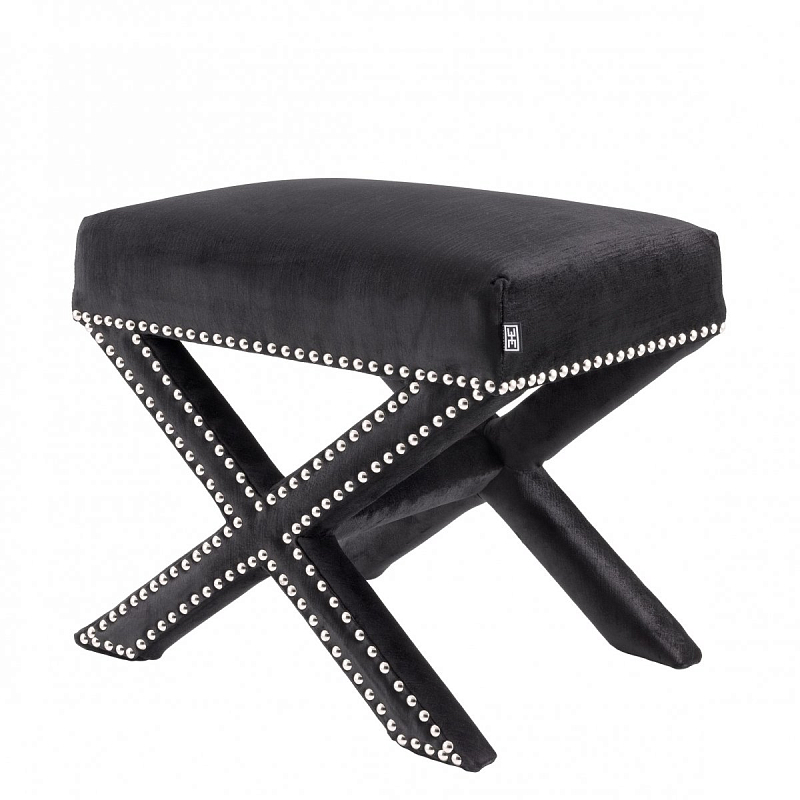 Оттоманка Eichholtz Stool Perugia Black Черный Никель в Казани | Loft Concept 