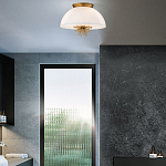 Подвесной светильник золотого цвета с полусферическим опаловым плафоном и декоративным элементом Elstead Lighting варинант исполнения - 9 | Loft Concept в Казани