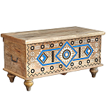 Сундук из массива манго Grey Mango Collection Blue Ornament варинант исполнения - 1 | Loft Concept в Казани