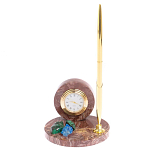 Часы настольные с шариковой металлической ручкой из натурального камня Stone Clock варинант исполнения - 4 | Loft Concept в Казани
