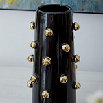 Ваза черная цилиндрическая с глянцевым покрытием и золотыми декоративными элементами Molecule Collection варинант исполнения - 2 | Loft Concept в Казани