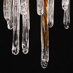 Люстра линейная золотого цвета с декоративными ветвями и длинными стеклянными подвесками в форме сосулек Droplet Chandelier варинант исполнения - 9 | Loft Concept в Казани