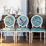 Стул из массива бука с изображением птиц и цветов Turquoise Beige Chinoiserie Garden Chair варинант исполнения - 7 | Loft Concept в Казани